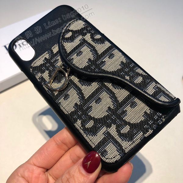 Dior手機套 迪奧布藝刺繡 可當支架 手機殼 半包插卡手機殼  mmk1019